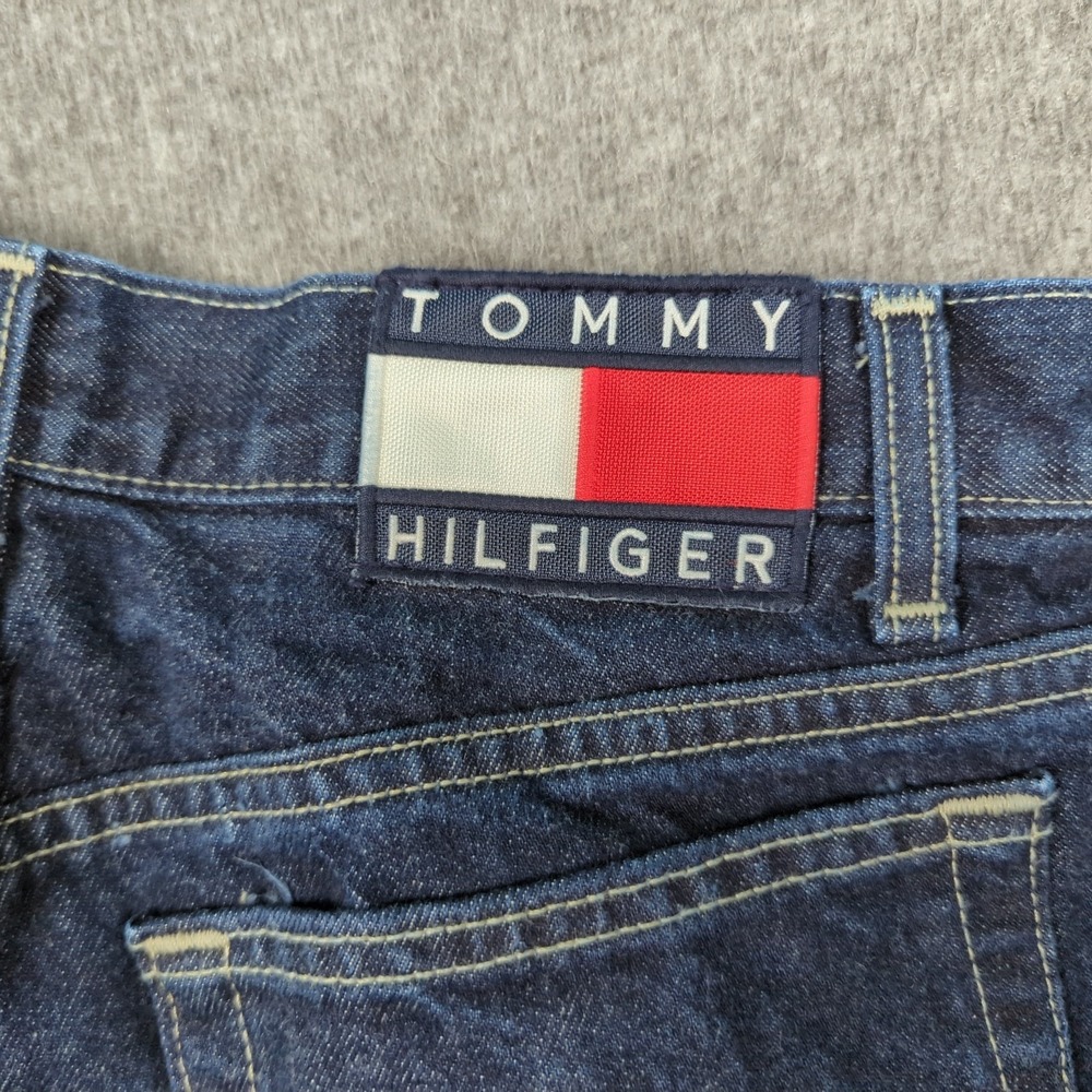 Vintage Tommy Hilfiger‎ Jeans Mens 33x32 Blue Big Flag Dark Wash Made in USA